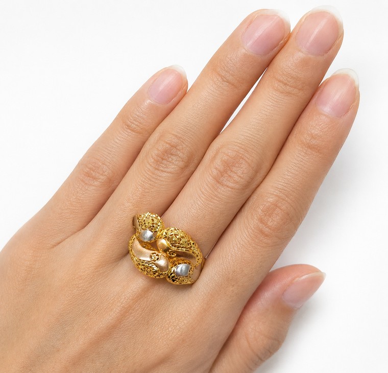 Merchant9 Cincin Emas Teardrop Matte Kerawang Double 3C L:1.6CM