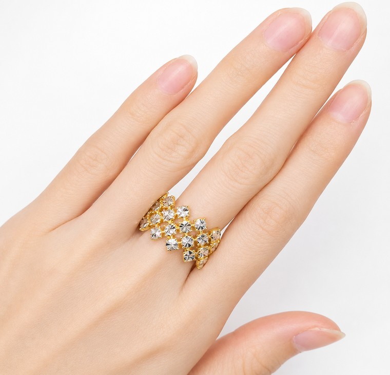 Merchant9 Cincin Emas Diamond Cut 4 Layer L:1.3CM