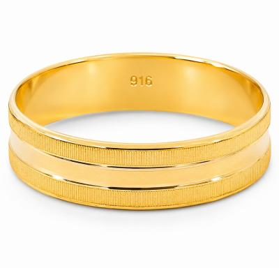 Merchant9 Cincin Emas Belah Rotan Line Stripe Polish