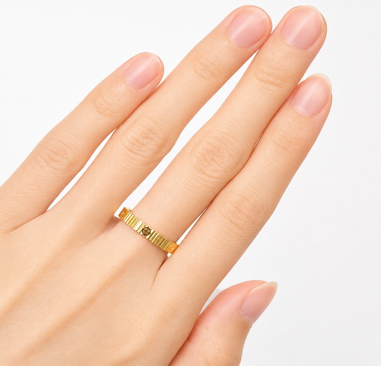 Merchant9 Cincin Emas Belah Rotan Ctier Stripe Padu L:0.3CM