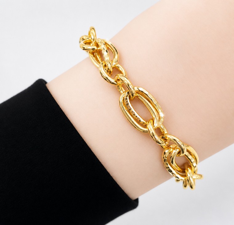 Merchant9 Rantai Tangan Sauh Double Kendi L:0.8CM