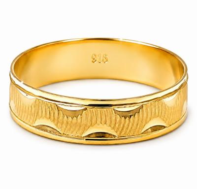 Merchant9 Cincin Emas Belah Rotan Leaf Stripe L:0.45CM