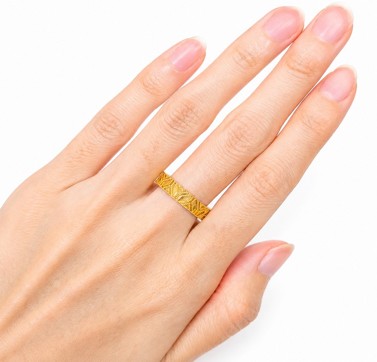 Merchant9 Cincin Emas Belah Rotan Geometri Y Padu L:0:4CM