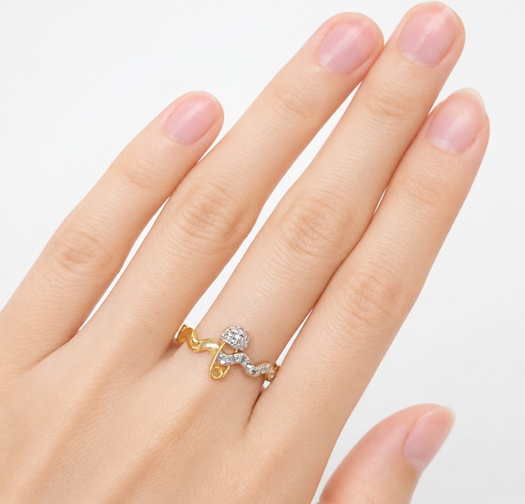 Merchant9 Cincin Emas CELESTE EMBRACE Wave Diamond Cut