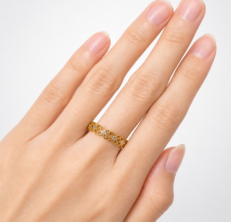 Merchant9 Cincin Emas Bunga Daisy 2C L:0.4CM