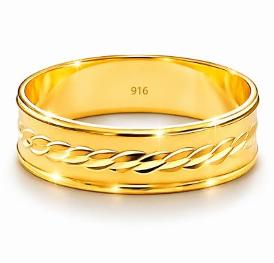 Merchant9 Cincin Emas Belah Rotan Leaf 3 Layer (Matte) I L:0.45CM