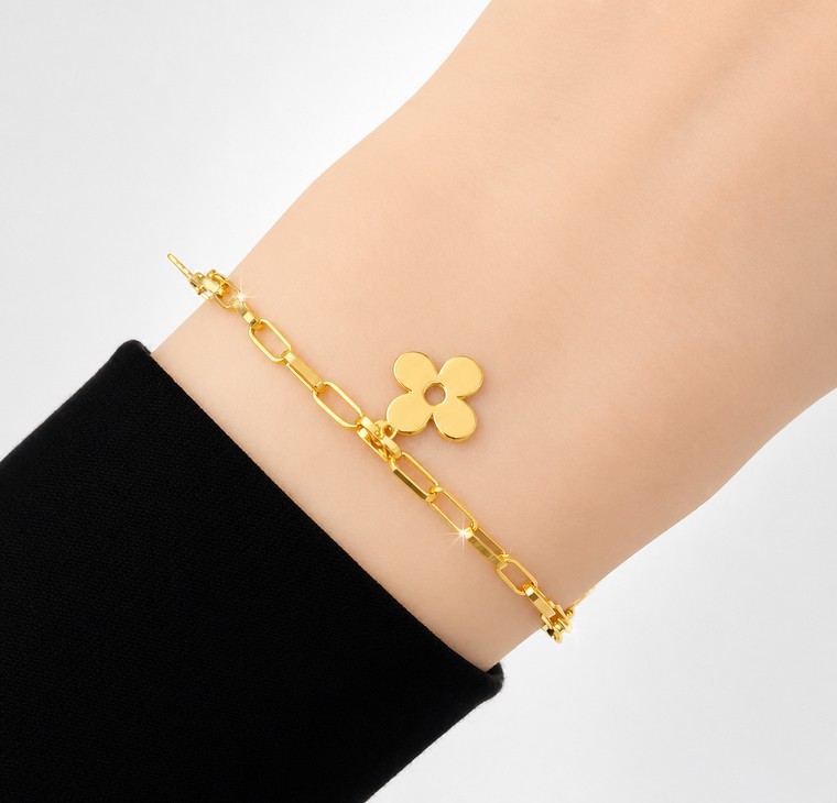 Merchant9 Rantai Tangan Sauh Polish Gantung Floral L:0.2CM