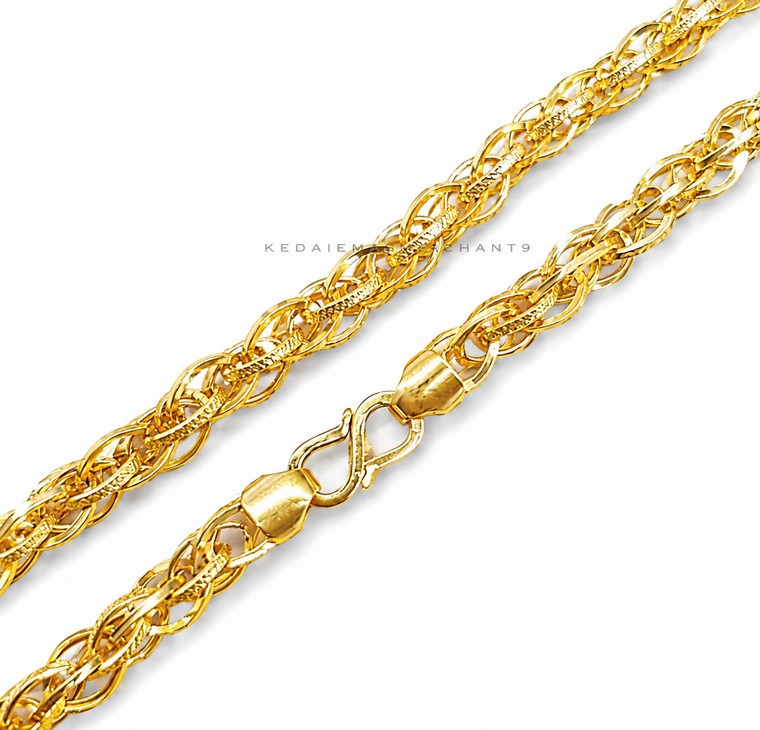 Merchant9 Rantai Leher Sauh Double Diamond Cut Polish L:0.6CM