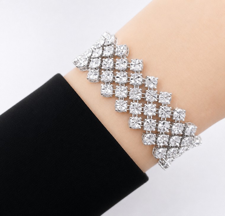 Merchant9 Rantai Tangan Louise Diamond Cut 5 Layer Full Chrome L:1.7CM