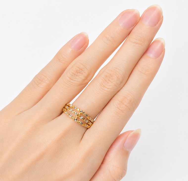 Merchant9 Cincin Emas KLCC 3 Layer Diamond Cut 2C L:0.7CM