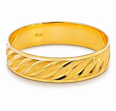 Merchant9 Cincin Emas Belah Rotan Beralun Jalur