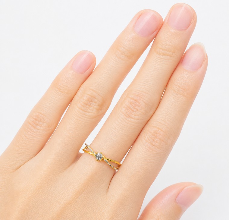 Merchant9 Cincin Emas Silang Circle Diamond Cut 2C