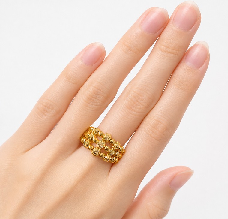 Merchant9 Cincin Emas Boba Dimensi 3 Layer L:1.2CM