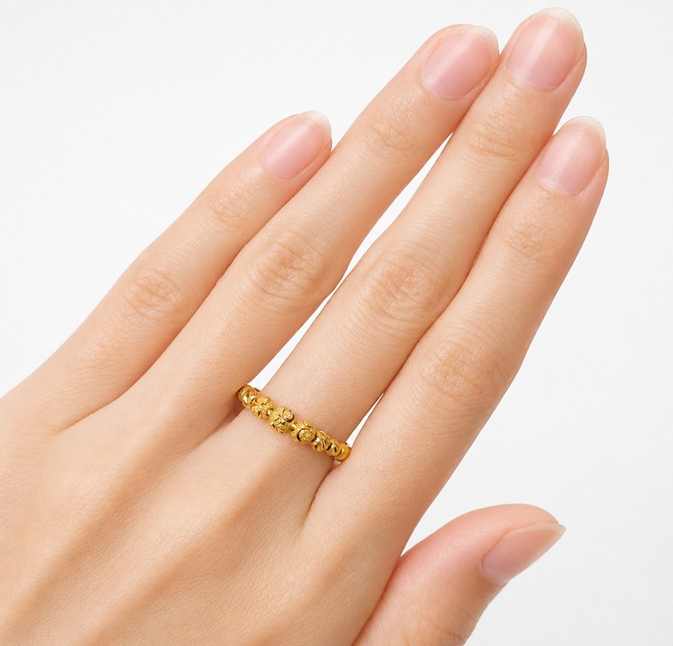 Merchant9 Cincin Emas Boba Dimensi Nonagon L:0.4CM