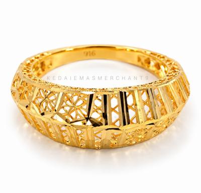 Merchant9 Cincin Emas Lintah Stripes Kerawang L:0.8CM