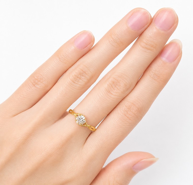 Merchant9 Cincin Emas Silang Diamond Cut Minimalist L:0.5CM