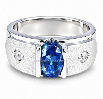 Merchant9 Cincin Perak Batu Biru Permata (Matte)