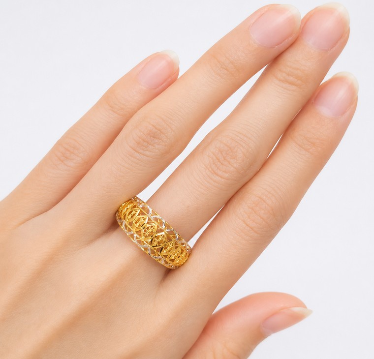Merchant9 Cincin Emas Lintah Kerawang 2C L:0.9CM