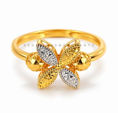 Merchant9 Cincin Emas Bunga Tanjung Leona Kerawang 2C L:1CM