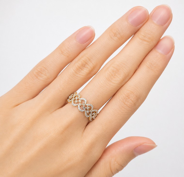 Merchant9 Cincin Emas Wave Diamond Cut 2C L:0.7CM