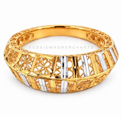 Merchant9 Cincin Emas Lintah Stripes Kerawang 2C L:0.8CM