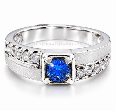 Merchant9 Cincin Perak Taming Batu Biru Matte