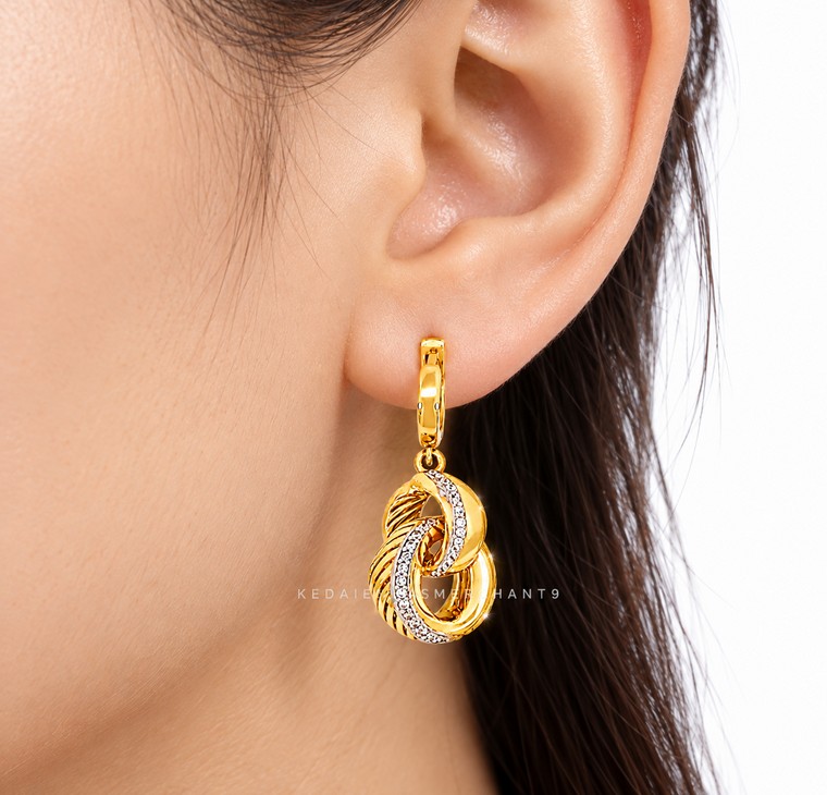 Merchant9 Subang Ring Dangle Siput Permata DIA:0.8CM