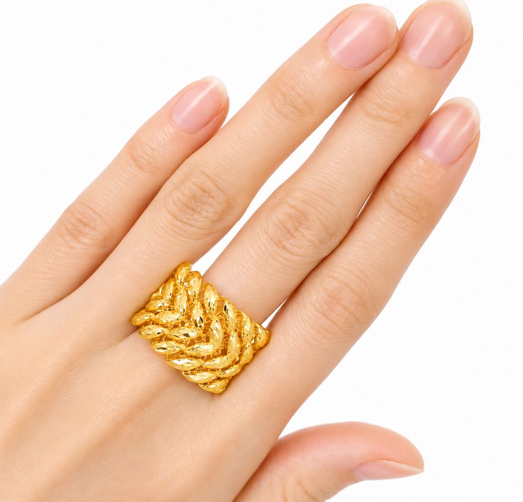 Merchant9 Cincin Emas Gajah Leaf Kerawang L:1.6CM