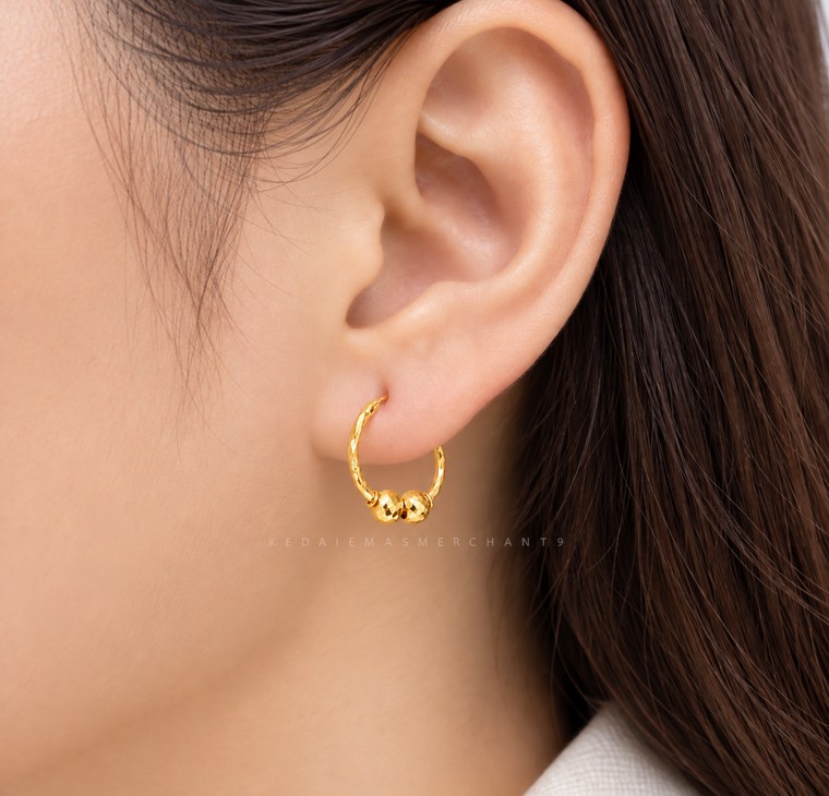 Merchant9 Subang Ring Boba Double Dia:1.1CM