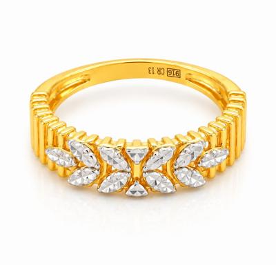 Merchant9 Cincin Emas Stripes Leaf 2C L:0.45CM
