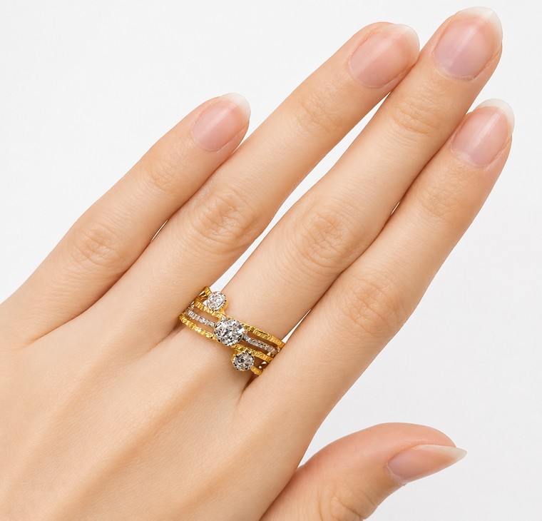 Merchant9 Cincin Emas Wave 3L Dot Diamond Cut 2C L:1CM