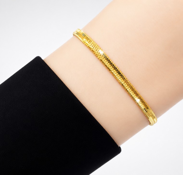 Merchant9 Rantai Tangan Snake Skin Polish L:0.3CM