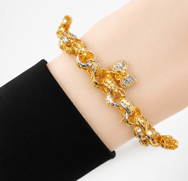 Merchant9 Rantai Tangan Kendi Gantung Ribbon Kerawang 2C L:0.7CM