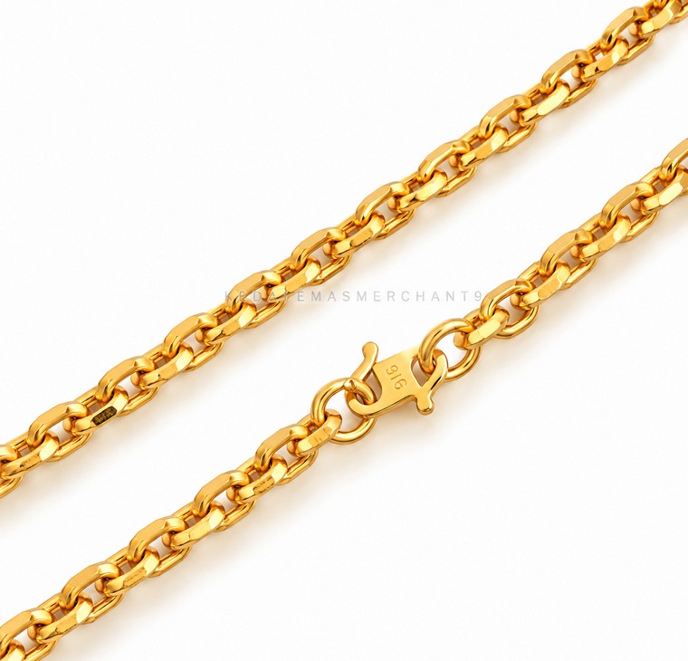 Merchant9 Rantai Leher Sauh Polish L:0.4CM