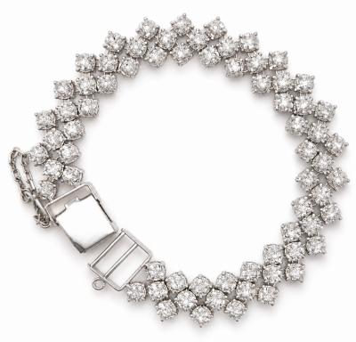 Merchant9 Rantai Tangan LOUISE Diamond Cut 3 Layer Full Chrome L:1.1CM (KLIP PETAK)