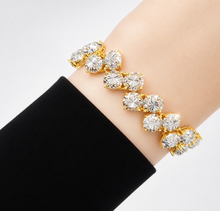 Merchant9 Rantai Tangan LOUISE Diamond Cut 2 Layer L:1.2CM