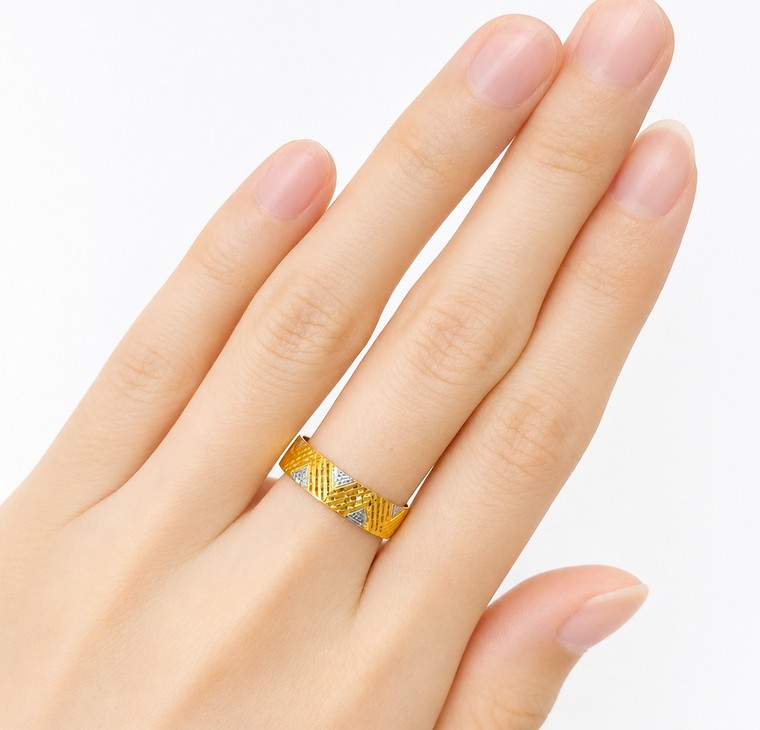 Merchant9 Cincin Emas Belah Rotan Zig Zag Stripe 2C L:0.5CM