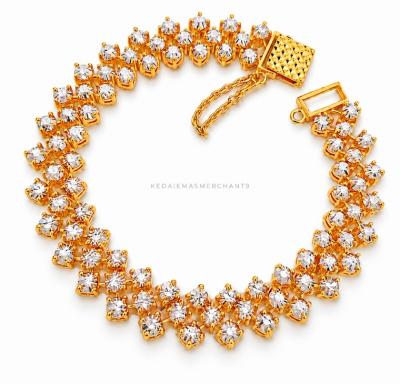 Merchant9 Rantai Tangan LOUISE Diamond Cut 3 Layer L:1.1CM (KLIP PETAK)