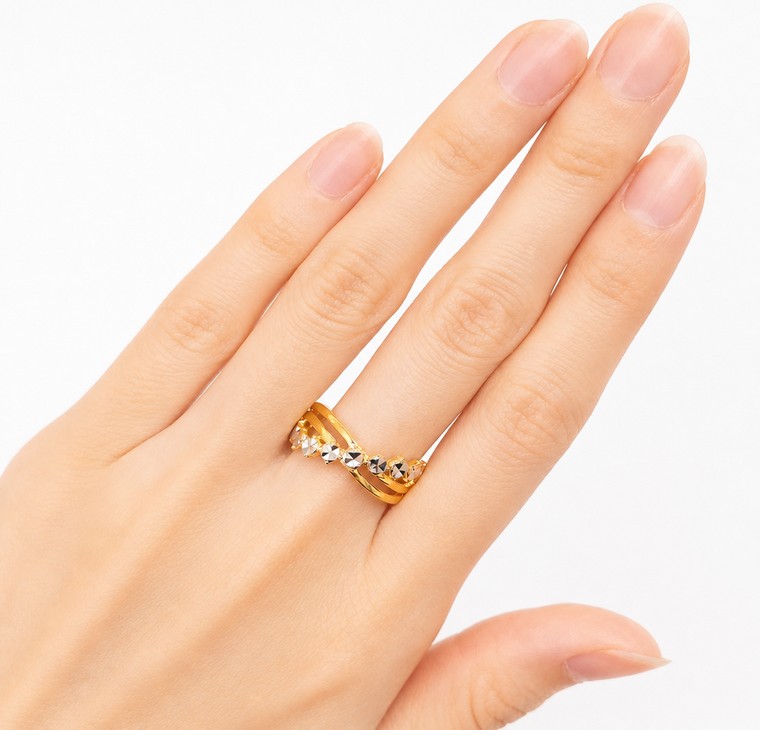 Merchant9 Cincin Emas Silang Diamond Cut 2C L:0.8CM