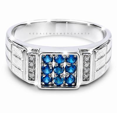Merchant9 Cincin Perak Batu Biru Muda 3 Row CPBLSS