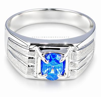 Merchant9 Cincin Perak Batu Biru Baktiar CPJGBLUE