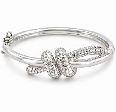 Merchant9 Gelang Oval Knot Diamond Cut Chrome