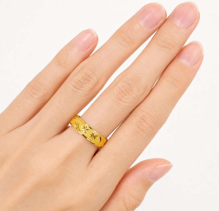 Merchant9 Cincin Emas Belah Rotan Bintang Pasir L:0.5CM