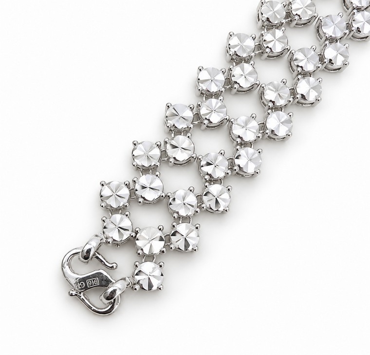 Merchant9 Rantai Leher LOUISE Diamond Cut Full Chrome L:0.8CM