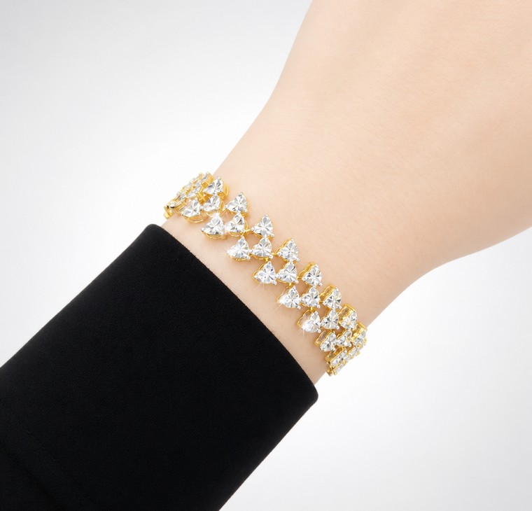 Merchant9 Rantai Tangan LOUISE Love Diamond Cut 3 Layer L:1.2CM