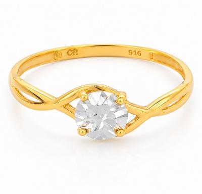 Merchant9 Cincin Emas Silang Diamond Cut Minimalist L:0.5CM