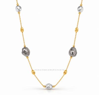 Merchant9 Rantai Leher NOVA Sauh Meteorite Black Rhodium Oval