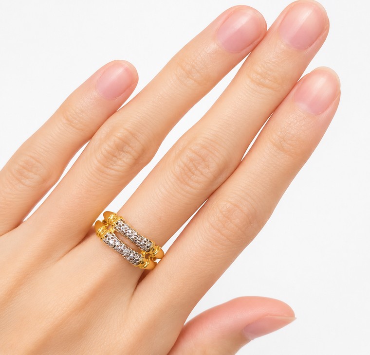 Merchant9 Cincin Emas Buluh Kerawang Double Layer L:0.75CM