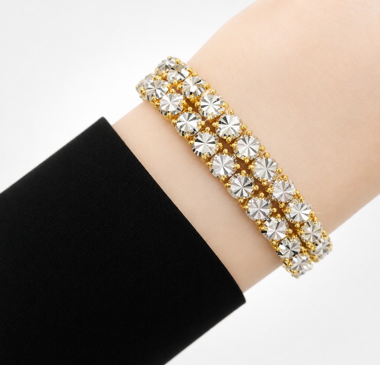 Merchant9 Rantai Tangan LOUISE Diamond Cut 2 Layer L:1CM (KLIP PETAK)