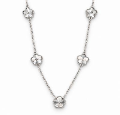 Merchant9 Rantai Leher Sauh SAKURA FLOWER Chrome - 7 Bunga L:1CM